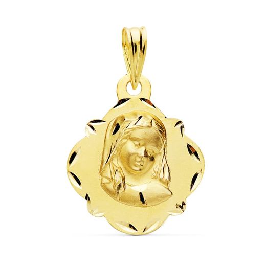 18K Medalla Oro Amarillo Virgen Niña 19X16 Mm
