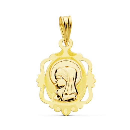 18K Medalla Oro Amarillo Virgen Niña 20X14 Mm