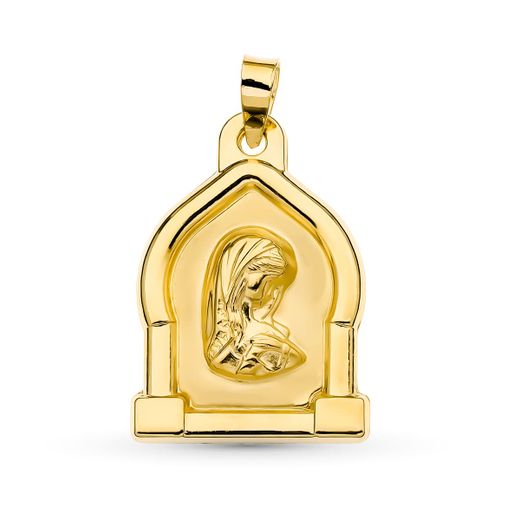 18K Medalla Oro Amarillo Virgen Niña 24X17 Mm