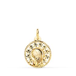 18K Medalla Oro Amarillo Virgen Niña Calada 16Mm