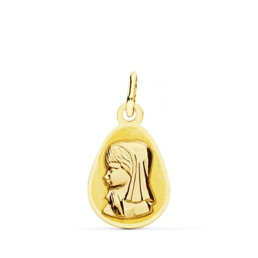 18K Medalla Oro Amarillo Virgen Niña Gota 17X10 Mm