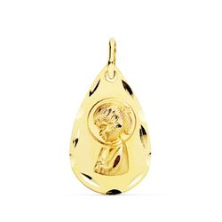 18K Medalla Oro Amarillo Virgen Niña Lagrima 19X11 Mm