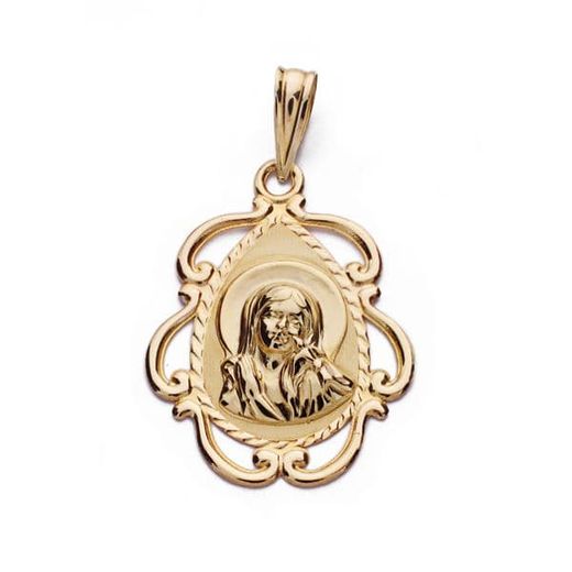 18K Medalla Oro Amarillo Virgen Niña Lagrima 22X16 Mm