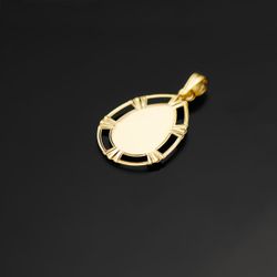 18K Medalla Oro Amarillo Virgen Niña Lagrima 23X15 Mm