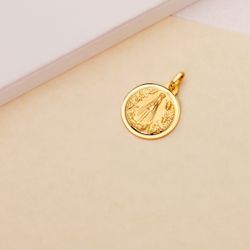 18K Medalla Oro Amarillo Virgen Nuestra Señora De Begoña Bisel 18 Mm