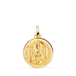 18K Medalla Oro Amarillo Virgen Nuestra Sra Del Coromoto 18 Mm Talla Bisel