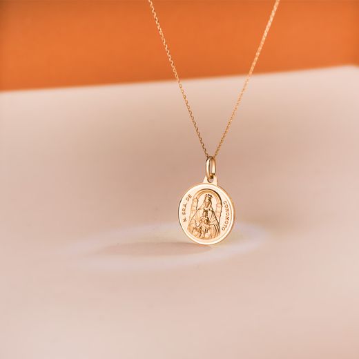 18K Medalla Oro Amarillo Virgen Nuestra Sra Del Coromoto 18 Mm Talla Bisel