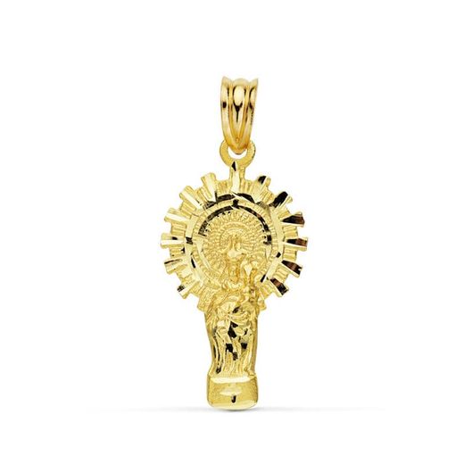 18K Medalla Oro Amarillo Virgen Pilar Silueta 28X15 Mm