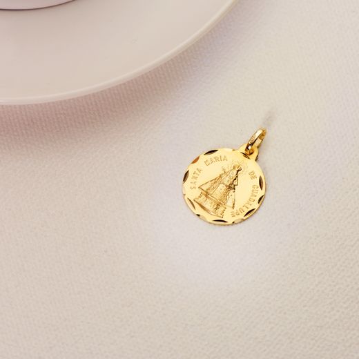 18K Medalla Oro Amarillo Virgen Santa Maria De Guadalupe Tallada 18 Mm