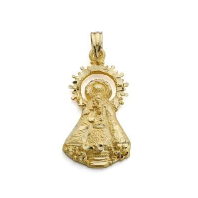 18K Medalla Silueta Oro Amarillo Virgen De Castellar 25X13 Mm