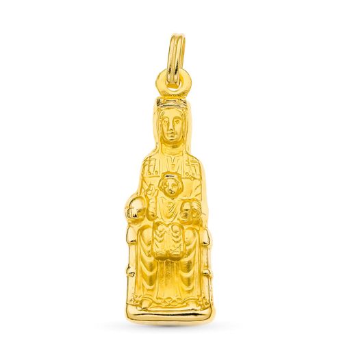 18K Medalla Silueta Oro Amarillo Virgen De Monserrat 34X11 Mm
