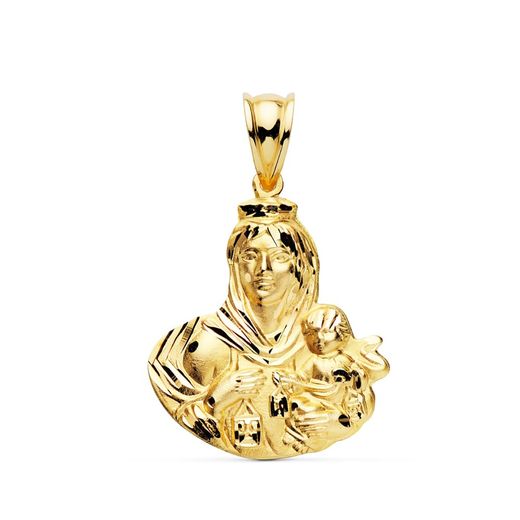 18K Medalla Silueta Virgen Del Carmen Oro Amarillo 24X22 Mm