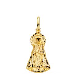 18K Medalla Silueta Virgen Oro Amarillo De Los Desamparados 23X13 Mm