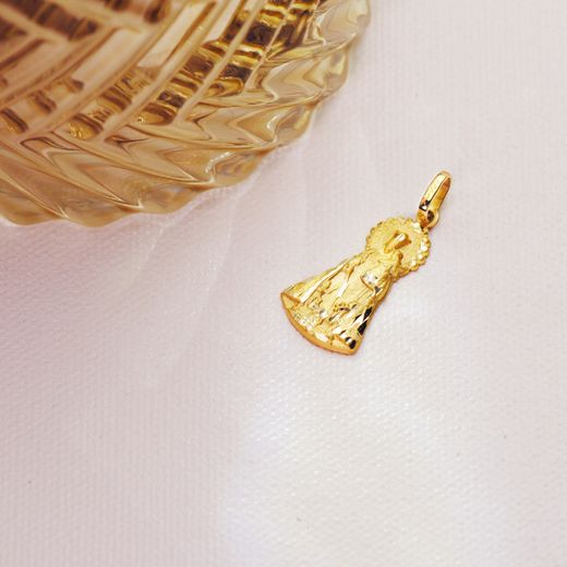 18K Medalla Silueta Virgen Oro Amarillo De Los Desamparados 23X13 Mm