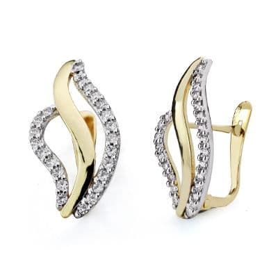 18K Pendientes 20X10 Mm Oro Bicolor Circonita Catalan