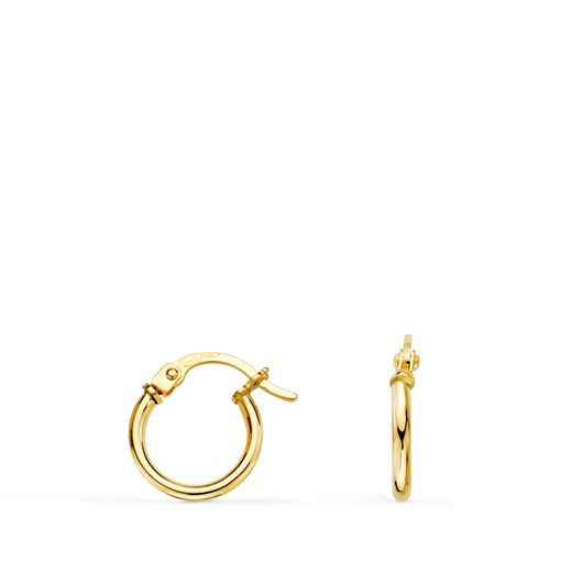 18K Pendientes Aros Criollas Oro Amarillo Huecos Redondos Tubo Redondo 11 Mm. Grosor 1,5 Mm