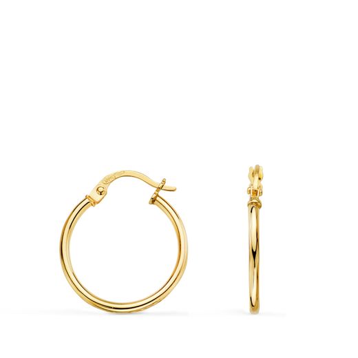 18K Pendientes Aros Criollas Oro Amarillo Huecos Redondos Tubo Redondo 18 Mm. Grosor 1,5 Mm