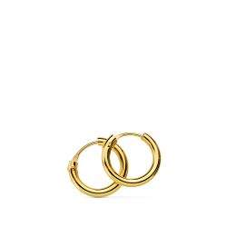 18K Pendientes Aros Redondos Lisos Ligeros Oro Amarillo 10X1.50 Mm