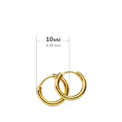 18K Pendientes Aros Redondos Lisos Ligeros Oro Amarillo 10X1.50 Mm