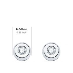 18K Pendientes Chaton Oro Blanco Diamantes 0,200 Qts. G-Vs2. Cierre Presion 6,5 Mm