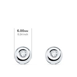 18K Pendientes Chaton Oro Blanco Diamantes 2,20 Mm 0,100 Qts.G-Vs2. Cierre Presion 6 Mm