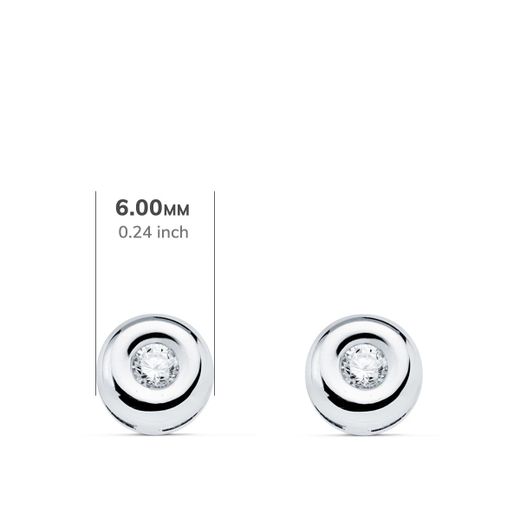 18K Pendientes Chaton Oro Blanco Diamantes 2,20 Mm 0,100 Qts.G-Vs2. Cierre Presion 6 Mm