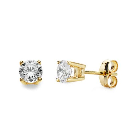 18K Pendientes Garras Oro Amarillo 4.5X4.5 Mm Cierre Presion