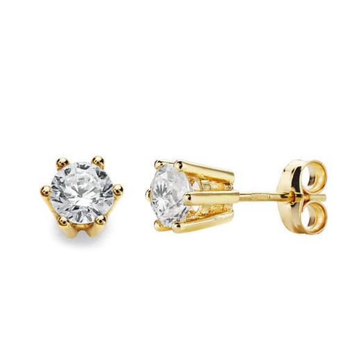 18K Pendientes Garras Oro Amarillo 5.5X5.5 Mm Cierre Presion