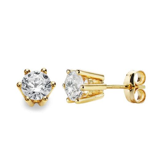 18K Pendientes Garras Oro Amarillo 6.5X6.5 Mm Cierre Presion