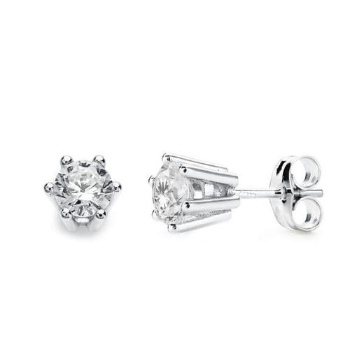 18K Pendientes Garras Oro Blanco 5.5X5.5 Mm Cierre Presion