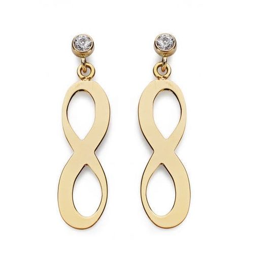 18K Pendientes Infinity Oro Amarillo 20X6 Mm Cierre Presion
