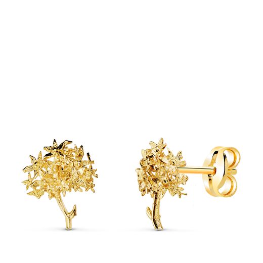 18K Pendientes Oro Amarillo Biznaga 10 X 8 Mm. Cierre Presion