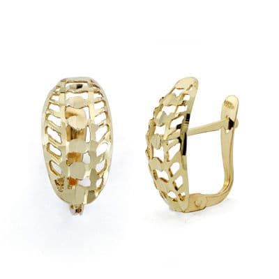 18K Pendientes Oro Amarillo Calados 14X7 Mm Cierre Catalán