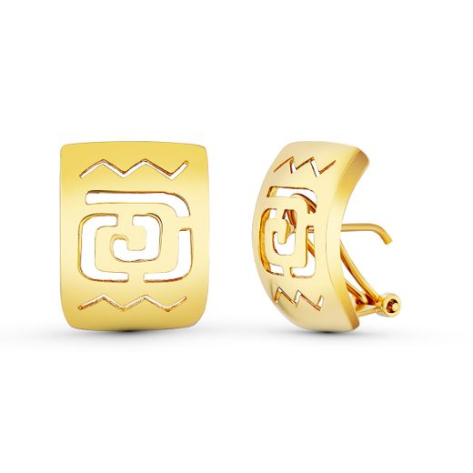 18K Pendientes Oro Amarillo Calados 20X15 Mm Cierre Omega