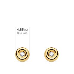 18K Pendientes Oro Amarillo Chaton 4,85 Mm Diamantes 1,50 Mm 0,030 Qts.G-Vs2 Cierre Presion