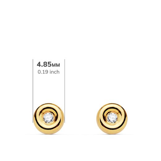 18K Pendientes Oro Amarillo Chaton 4,85 Mm Diamantes 1,50 Mm 0,030 Qts.G-Vs2 Cierre Presion