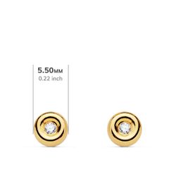 18K Pendientes Oro Amarillo Chaton 5,5 M Diamantes 1,70 Mm 0,040 Qts. G-Vs2. Cierre Presion