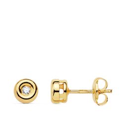 18K Pendientes Oro Amarillo Chaton 5,5 M Diamantes 1,70 Mm 0,040 Qts. G-Vs2. Cierre Presion