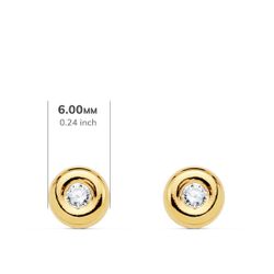 18K Pendientes Oro Amarillo Chaton 6 Mm Diamantes 2,20 Mm 0,100 Qts. G-Vs2. Cierre Presion