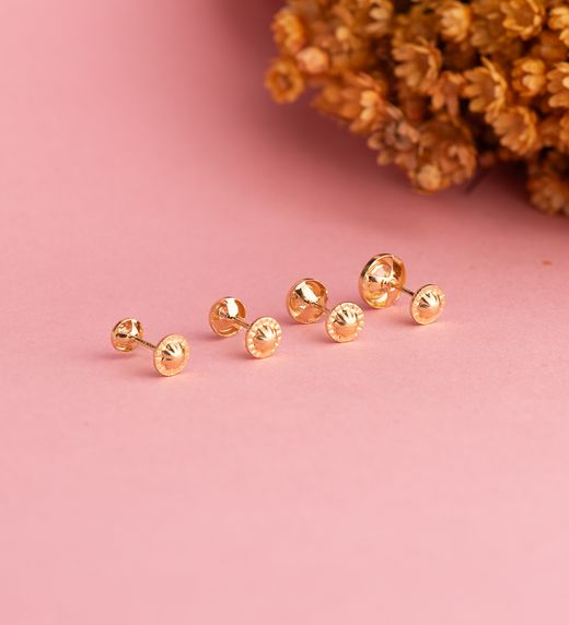 18K Pendientes Oro Amarillo Chaton Con Circonita. Medida: 5,5Mm. Cierre Tuerca