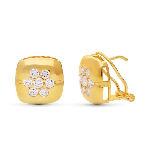 18K Pendientes Oro Amarillo Circonita 12 Mm Omega