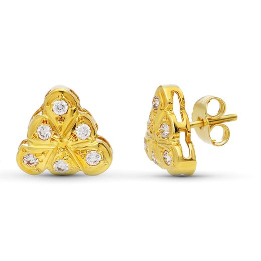 18K Pendientes Oro Amarillo Circonita 9 Mm Oro Cierre Presion