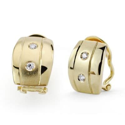 18K Pendientes Oro Amarillo Circonita Omega 13X9 Mm
