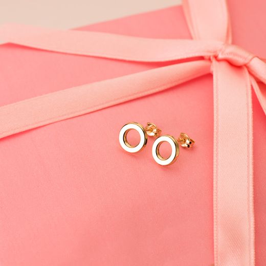 18K Pendientes Oro Amarillo Circulo En Brillo 9 Mm. Cierre Presion