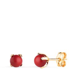 18K Pendientes Oro Amarillo Coral Con 4 Garras. Medida: 4 Mm. Cierre Presion