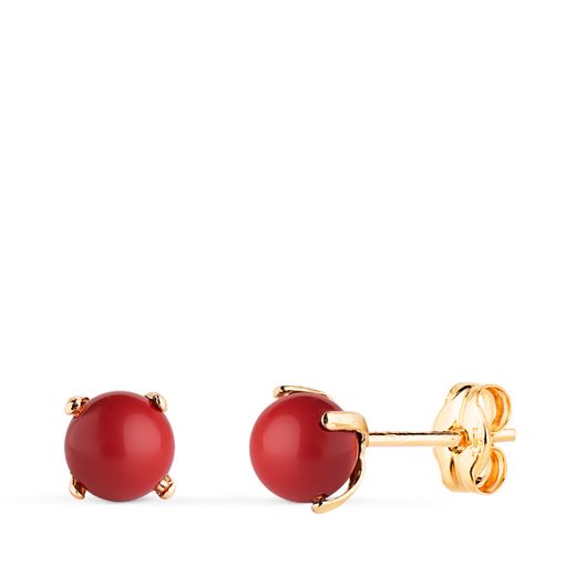 18K Pendientes Oro Amarillo Coral Con 4 Garras. Medida: 5 Mm. Cierre Presion