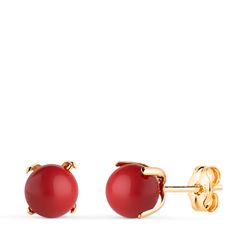 18K Pendientes Oro Amarillo Coral Con 4 Garras. Medida: 6 Mm. Cierre Presion