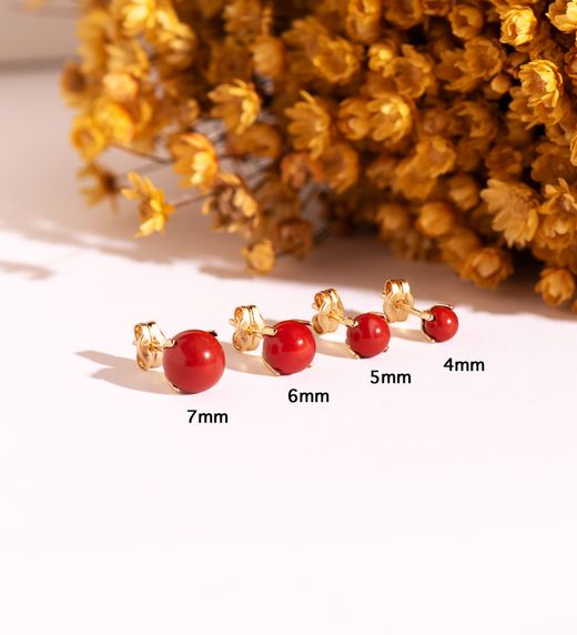 18K Pendientes Oro Amarillo Coral Con 4 Garras. Medida: 6 Mm. Cierre Presion