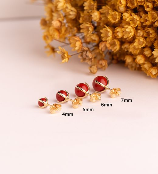 18K Pendientes Oro Amarillo Coral Con 4 Garras. Medida: 6 Mm. Cierre Presion
