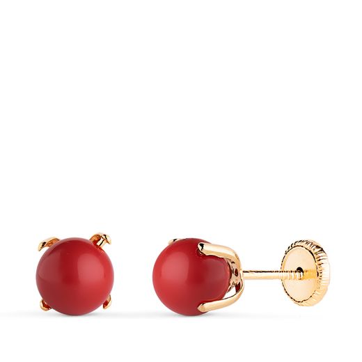 18K Pendientes Oro Amarillo Coral Con 4 Garras. Medida: 6 Mm. Cierre Tuerca